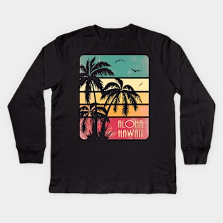 Aloha Hawaii Retro Sunset Kids Long Sleeve T-Shirt